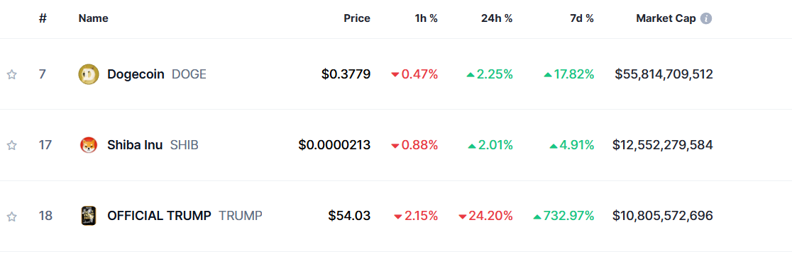 Top Meme Coins 